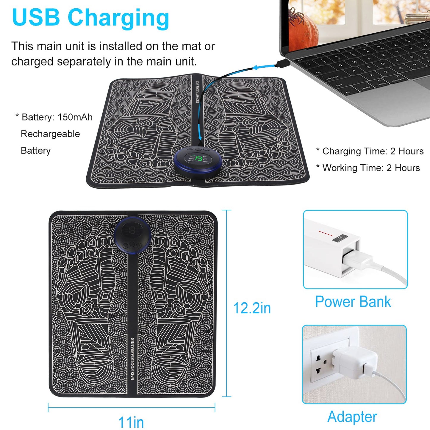 Tapete Masajeador de Pies EMS Eléctrico | Alivio y Circulación