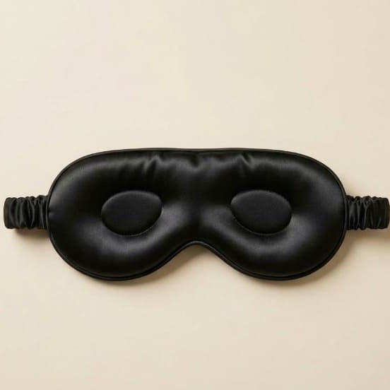 3D contoured sleep mask with eye cups for pressure-free comfort and complete darkness